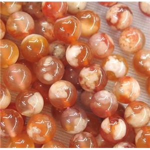 round Cherry blossom sakura Agate beads, red, approx 14mm dia