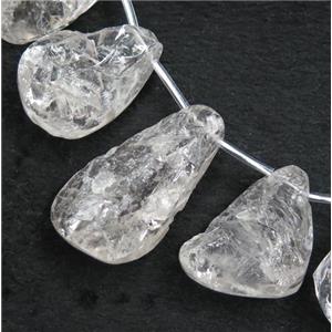 Clear Quartz collar beads, teardrop, rough, approx 20-50mm