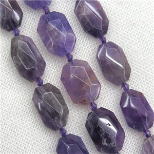 purple Amethyst beads, faceted rectangle, approx 15-22mm