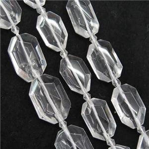 Clear Quartz beads, faceted rectangle, approx 15-22mm