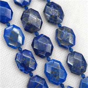 blue Lapis Lazuli beads, faceted rectangle, approx 15-22mm