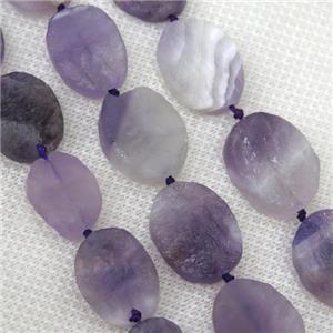 Dog teeth Amethyst beads, rough oval, approx 15-20mm