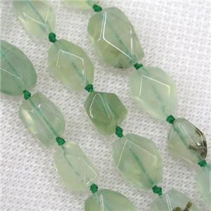 geen Prehnite bead, faceted freeform, approx 10-14mm