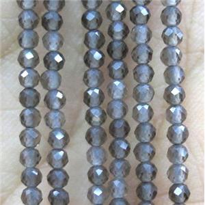 tiny Smoky Quartz Beads, faceted round, approx 2mm dia