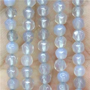 tiny gray agate beads, faceted round, approx 4mm dia