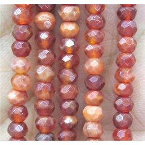 tiny ruby fire agate bead, faceted rondelle, approx 4mm dia