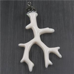 white resin branch pendant paved rhinestone, approx 37-60mm