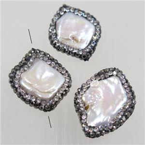 freshwater pearl beads paved rhinestone, freeform, approx 15-22mm