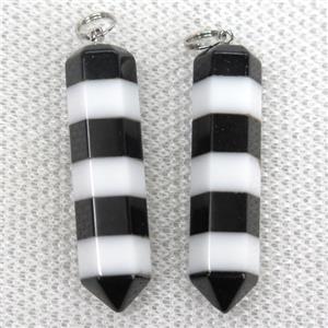 black and white Jasper bullet pendant, approx 10-42mm