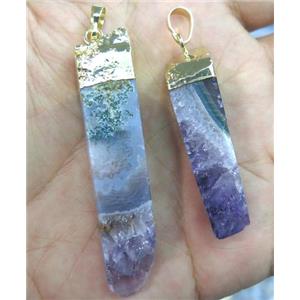 Amethyst pendant, purple, stick, approx 20-50mm