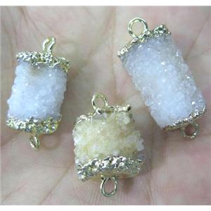 clear quartz druzy connector, tube, approx 10-25mm