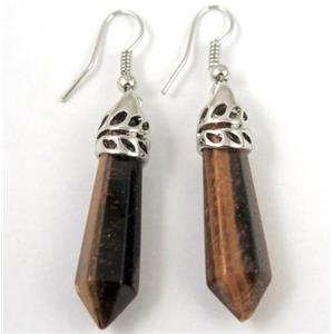 tiger eye stone stick earring, approx 10-35mm