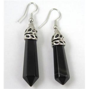 black onyx agate stick earring, approx 10-35mm