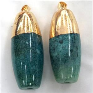 green agate barrel pendant, approx 18-45mm