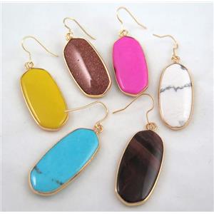 mix gemstone earring, colorfast, approx 15-37mm