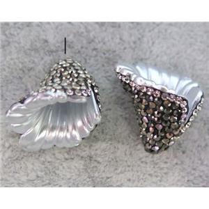 resin bead paved rhinestone, bugle, approx 20mm