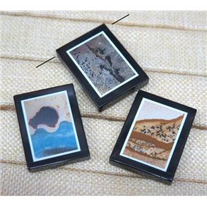 mix landscape jasper pendant, rectangle, approx 30-40mm