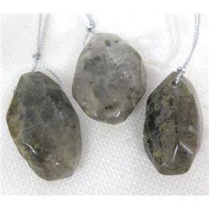 green rutilated quartz nugget pendant, freeform, approx 15-45mm