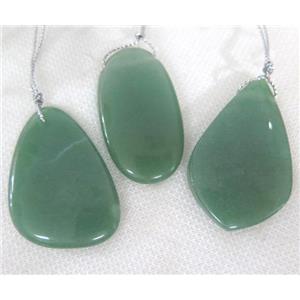 green aventurine pendant, freeform, approx 15-45mm