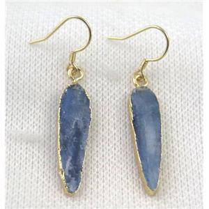 Kyanite earring, teardrop, gold plated, approx 8-27mm