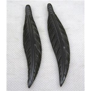 black bone feather pendant, approx 20-105mm