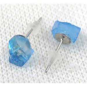 clear quartz earring, freeform, approx 6-10mm