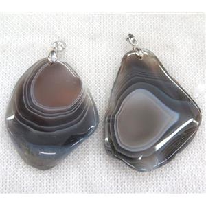 Botswana Agate Slice pendant, freeform, approx 30-55mm