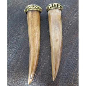 cattle bone pendant, horn, brown, approx 15-80mm