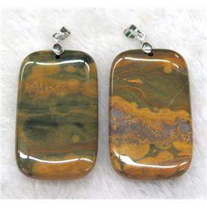 ocean jasper pendant, rectangle, yellow, approx 30-50mm