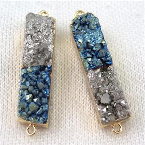 druzy quartz connector, rectangle, approx 10-45mm