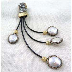 white freshwater pearl tassel pave rhinestone, approx 15-120mm