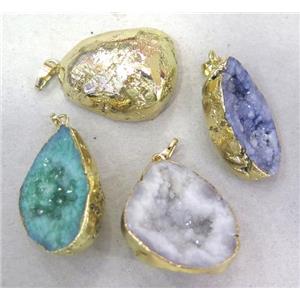 druzy agate pendant, gold plated, approx 20-40mm