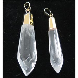 Clear Quartz pendulum pendant, gold plated, approx 12-45mm