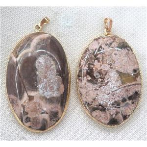 ocean jasper pendant, oval, gold plated, approx 20-60mm