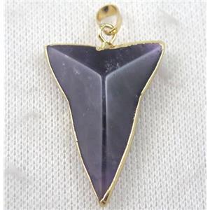 Amethyst dart pendant, gold plated, approx 28-40mm