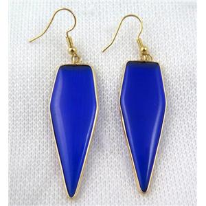 blue jasper earring, dye, bullet, gold plated, approx 16-50mm