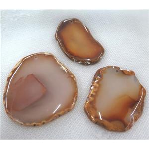 agate slice pendant, freeform, coffee, approx 20-60mm