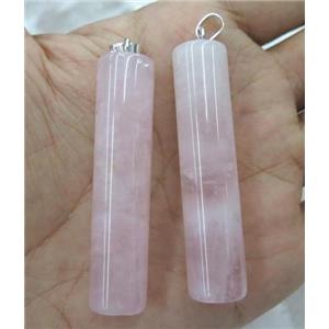 rose quartz column pendant, pink, approx 12-55mm