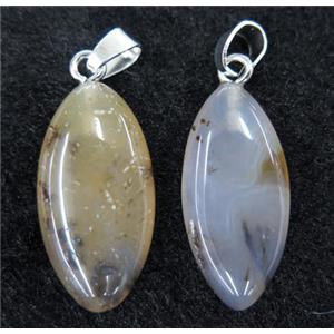 Heihua Agate Marquise horse-eye pendant, approx 15-30mm