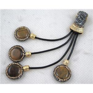 tiger eye stone tassel pave rhinestone, approx 15-120mm