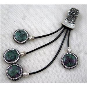 ruby zoisite tassel pendant pave rhinestone, dye, approx 15-120mm