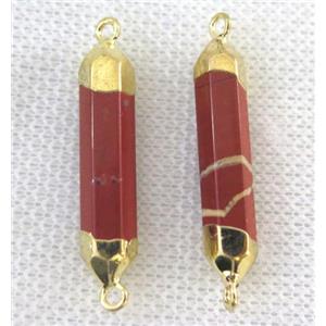 Red Jasper Bullet Connector, gold plated, approx 6-30mm