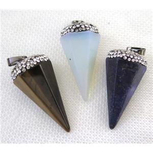 mix gemstone pendulum pendant pave rhinestone, approx 20-40mm