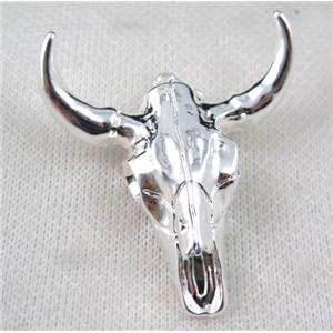 Resin BullHead Pendant, silver plated, approx 50-55mm