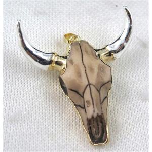 white Resin BullHead Pendant, approx 50-55mm