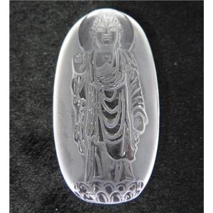 white crystal quartz buddha pendant, frosted, approx 27-52mm