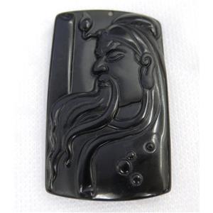 black Obsidian buddha pendant, approx 35-60mm