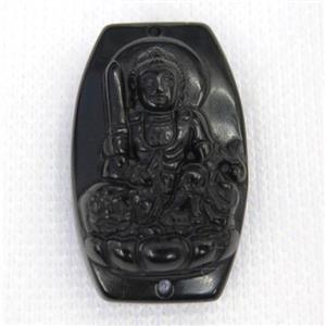black Obsidian buddha connector, approx 22-35mm