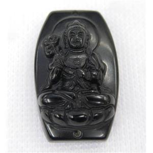 black Obsidian buddha connector, approx 22-35mm
