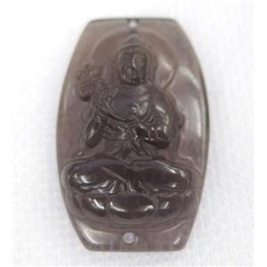 smoky Obsidian buddha connector, approx 22-35mm